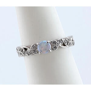 Bomb Party Ring Sz 9 RBP2425 Frosted Fire Opal on Rhodium RETRO HTF